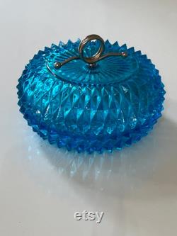 Indiana Capri Diamond Point Powder Dish, Lidded Powder, Candy Dish, Bathroom Soap Dish, Powder Room Decor, Gift for Her