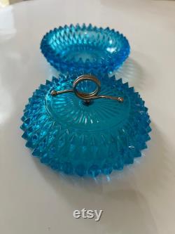 Indiana Capri Diamond Point Powder Dish, Lidded Powder, Candy Dish, Bathroom Soap Dish, Powder Room Decor, Gift for Her