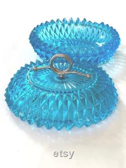 Indiana Capri Diamond Point Powder Dish, Lidded Powder, Candy Dish, Bathroom Soap Dish, Powder Room Decor, Gift for Her