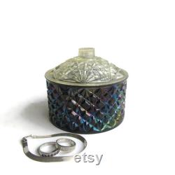 Iridescent Blue Acrylic Powder Box Dresser Box, Jewelry Box, Makeup Box, Trinket Box, Vanity Box, Vintage Vanity