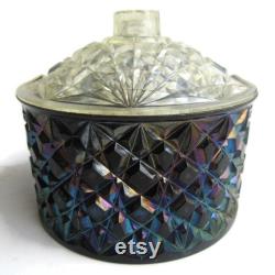 Iridescent Blue Acrylic Powder Box Dresser Box, Jewelry Box, Makeup Box, Trinket Box, Vanity Box, Vintage Vanity