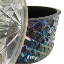 Iridescent Blue Acrylic Powder Box Dresser Box, Jewelry Box, Makeup Box, Trinket Box, Vanity Box, Vintage Vanity