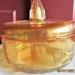 Iridescent Glass Amber or Orange Dresser Vanity Power Jar with Lid
