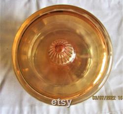 Iridescent Glass Amber or Orange Dresser Vanity Power Jar with Lid
