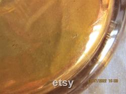 Iridescent Glass Amber or Orange Dresser Vanity Power Jar with Lid