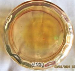 Iridescent Glass Amber or Orange Dresser Vanity Power Jar with Lid