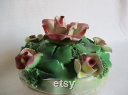 Italian Ceramic Flowers Powder Box Vintage Powder Jar Italy