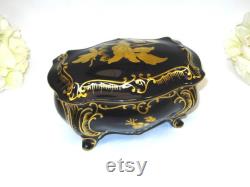 J L Menau, Echt Kobalt, Graf Von Henneberg Porzellan, Footed Powder Box, German Porcelain, Cobalt Gilt Dresser Jar, Unique Gift