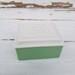 Jadeite Green Anchor Hocking Jewel Box and Vitrock Rose Lid Vintage American Artware Embossed Rose Lid -Fired On Jadeite Jewelry Trinket Box