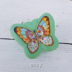 Jadeite Green PLASTIC Butterfly Trinket Box- Vintage Jadite Green Butterfly Shaped Jewelry Storage Box