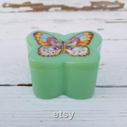 Jadeite Green PLASTIC Butterfly Trinket Box- Vintage Jadite Green Butterfly Shaped Jewelry Storage Box