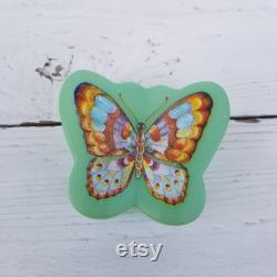 Jadeite Green PLASTIC Butterfly Trinket Box- Vintage Jadite Green Butterfly Shaped Jewelry Storage Box