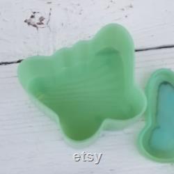 Jadeite Green PLASTIC Butterfly Trinket Box- Vintage Jadite Green Butterfly Shaped Jewelry Storage Box