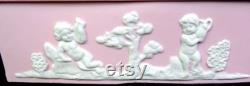 Japan Bisque Porcelain 23 120 Pink Jasperware Cherub Putti Dresser Box 1920-50s