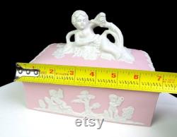 Japan Bisque Porcelain 23 120 Pink Jasperware Cherub Putti Dresser Box 1920-50s