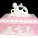 Japan Bisque Porcelain 23 120 Pink Jasperware Cherub and Putti Dresser Box 1920-50