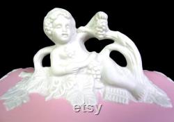 Japan Bisque Porcelain 23 120 Pink Jasperware Cherub and Putti Dresser Box 1920-50