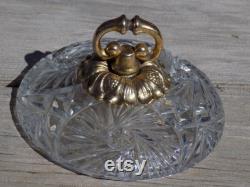 Jar Lid, Powder Puff Jar Lid, Glass Brass lid, Cut Glass Lid, Replacement Lid, Memories, Gift, Prop, Daysgonebytreasures
