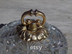 Jar Lid, Powder Puff Jar Lid, Glass Brass lid, Cut Glass Lid, Replacement Lid, Memories, Gift, Prop, Daysgonebytreasures