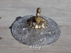 Jar Lid, Powder Puff Jar Lid, Glass Brass lid, Cut Glass Lid, Replacement Lid, Memories, Gift, Prop, Daysgonebytreasures