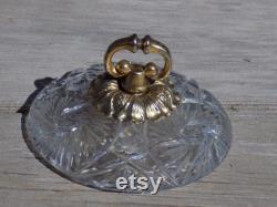 Jar Lid, Powder Puff Jar Lid, Glass Brass lid, Cut Glass Lid, Replacement Lid, Memories, Gift, Prop, Daysgonebytreasures