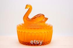 Jeanette Glass Swan Powder Dish and Lipstick Holder