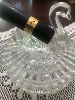 Jeannette Glass Company Clear Swan Box Lipstick Holder, Powder Dish, Vintage, Trinket Dish