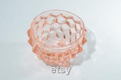 Jeannette Glass Pink Depression Glass Cube Cubist Powder Jar 3 legs Vintage htf Pink depression footed diamond