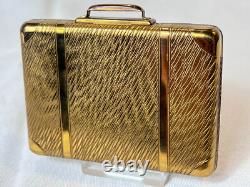 KIGU Bon Voyage Compact Gold Tone Suitcase Vtg Mirrored Powder Box Puff & Screen KIGU Bon Voyage Compact Gold Tone Suitcase Vtg Mirrored Powder Box Puff & Screen