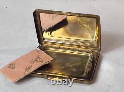 KIGU Bon Voyage Compact Gold Tone Suitcase Vtg Mirrored Powder Box Puff & Screen
