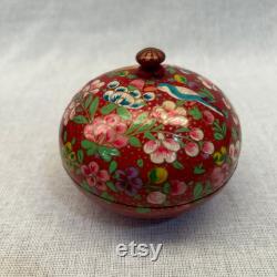 Kashmiri Hand Painted Powder Box Hand painted round box paper mache box