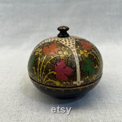 Kashmiri Hand Painted Powder Box Hand painted round box paper mache box