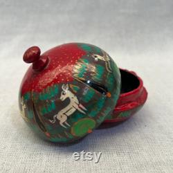Kashmiri Hand Painted Powder Box Hand painted round box paper mache box