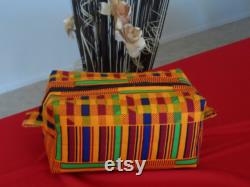 Kente, Large Makeup Travel Bag, Cosmetic Bag, Red, Bag, Makeup Bag, Box Bag, Vanity Bag, Make Up Organizer, Toiletry Bag, Travel Case, Bag