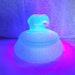 LE Smith Green Uranium Glass Elephant Powder Box Dish with Lid Art Deco Frost UV Glow DD386