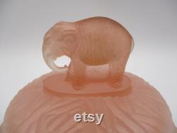 LE Smith-Greensburg Pink Satin Glass Elephant Powder Jar