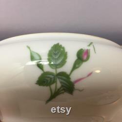 LIMOGES Powder Jar Decor a la Rose White Porcelain Pink Roses Vintage Covered Trinket Bowl