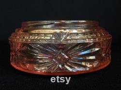 L. E. Smith Glass Pink Sailboat Nautical Themed Powder Box or Trinket Dish