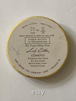 Lady Esther loose Face Powder Peach Shade in a paper container c. 1940s. see description