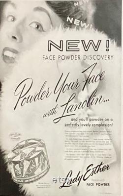 Lady Esther loose Face Powder Peach Shade in a paper container c. 1940s. see description