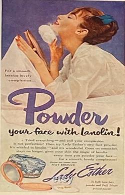 Lady Esther loose Face Powder Peach Shade in a paper container c. 1940s. see description