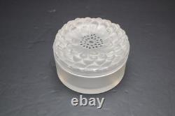 Lalique Dahlia Powder Box Lidded Jar Signed BEAUTIFUL 4.25 Inches Diameter