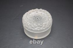 Lalique Dahlia Powder Box Lidded Jar Signed BEAUTIFUL 4.25 Inches Diameter