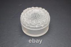 Lalique Dahlia Powder Box Lidded Jar Signed BEAUTIFUL 4.25 Inches Diameter