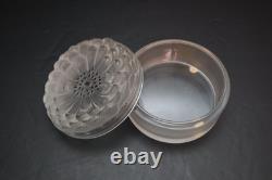 Lalique Dahlia Powder Box Lidded Jar Signed BEAUTIFUL 4.25 Inches Diameter