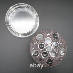 Lalique Vintage'Roger' Crystal Art Deco Circular Powder Box