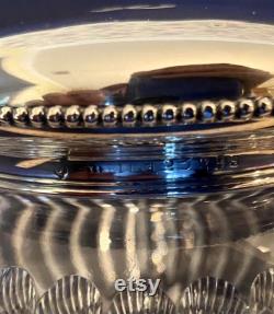 Large Deluxe Cut Crystal and Sterling Silver Vanity Jar Cosmetic Jar