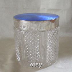 Large Guilloche Sterling Crystal Dresser Jar Circa 1877-1890 Birmingham George Bowen And Sons England
