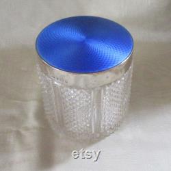 Large Guilloche Sterling Crystal Dresser Jar Circa 1877-1890 Birmingham George Bowen And Sons England