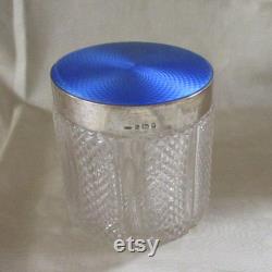 Large Guilloche Sterling Crystal Dresser Jar Circa 1877-1890 Birmingham George Bowen And Sons England